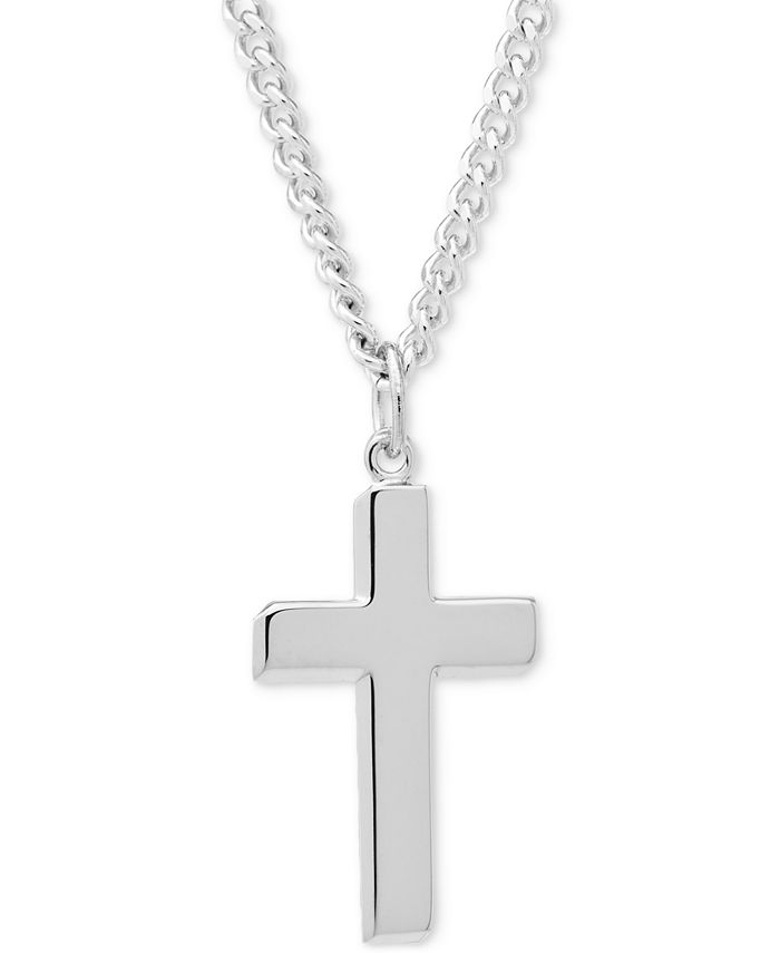 Macy's - Simple Cross Pendant Necklace in Sterling Silver