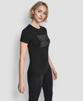 Women's Triple Rhinestone Foil Logo Crewneck Baby T-Shirt