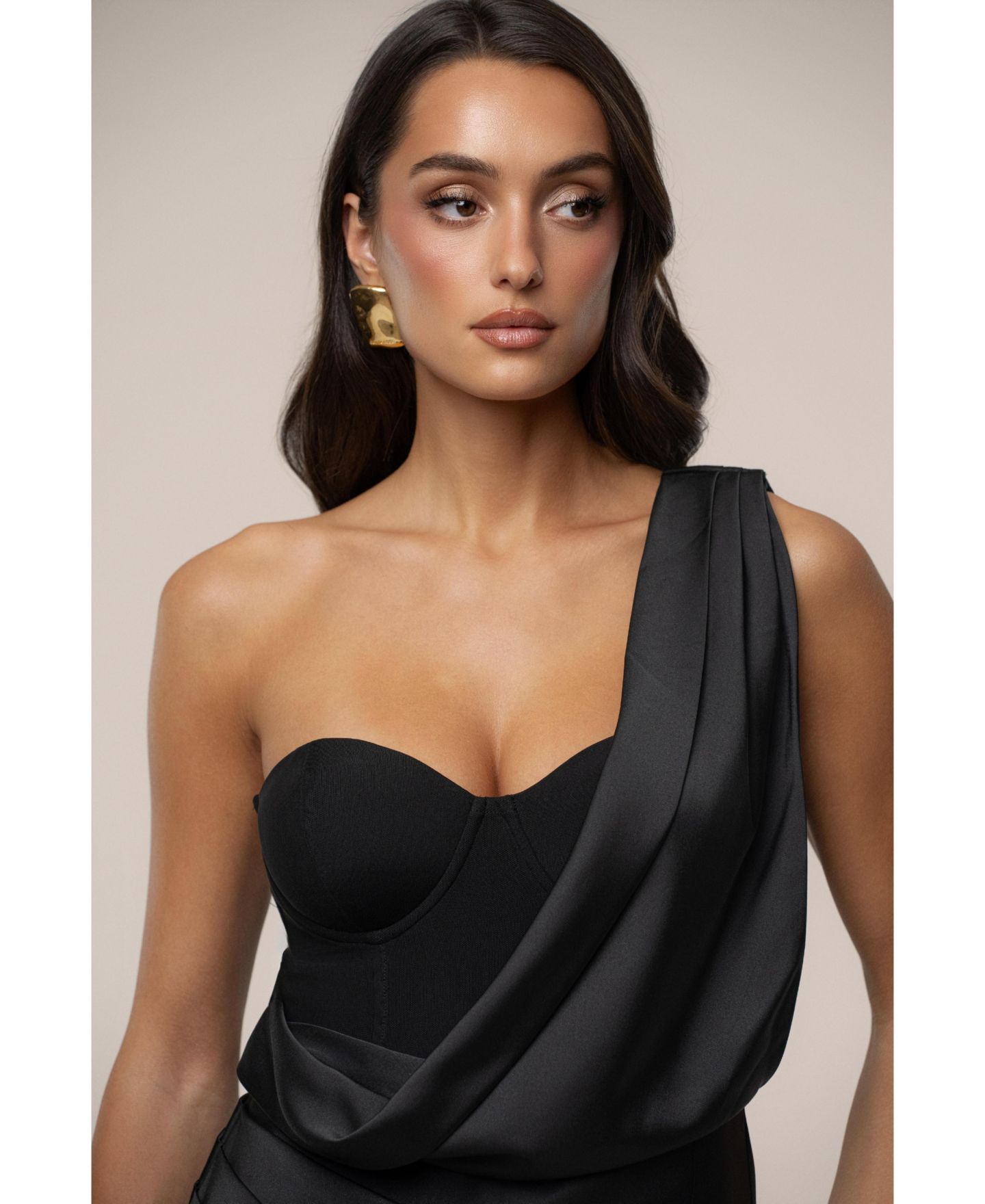 Женское платье JLUXLABEL Draped Radiance Maxi, цвет: Чёрный — фото 5