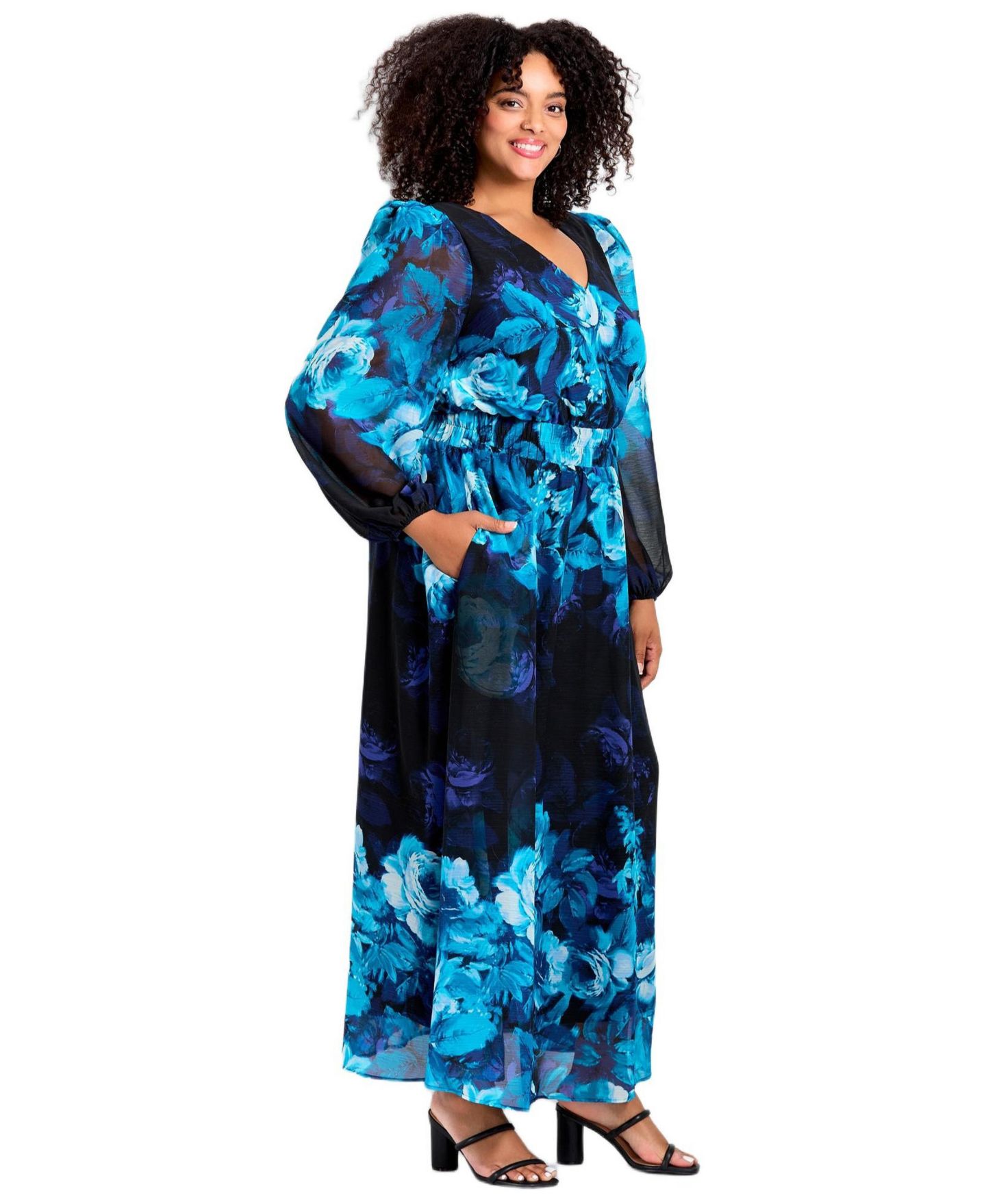 Женское платье Avenue Plus Size Neve Maxi, цвет: Аквамариновый розовый — фото 3