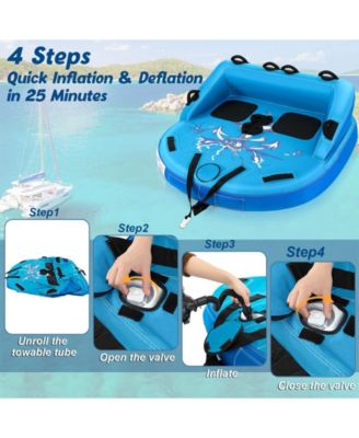 2 Person Water Sport Inflatable Towable Tubes for Boating-Blue