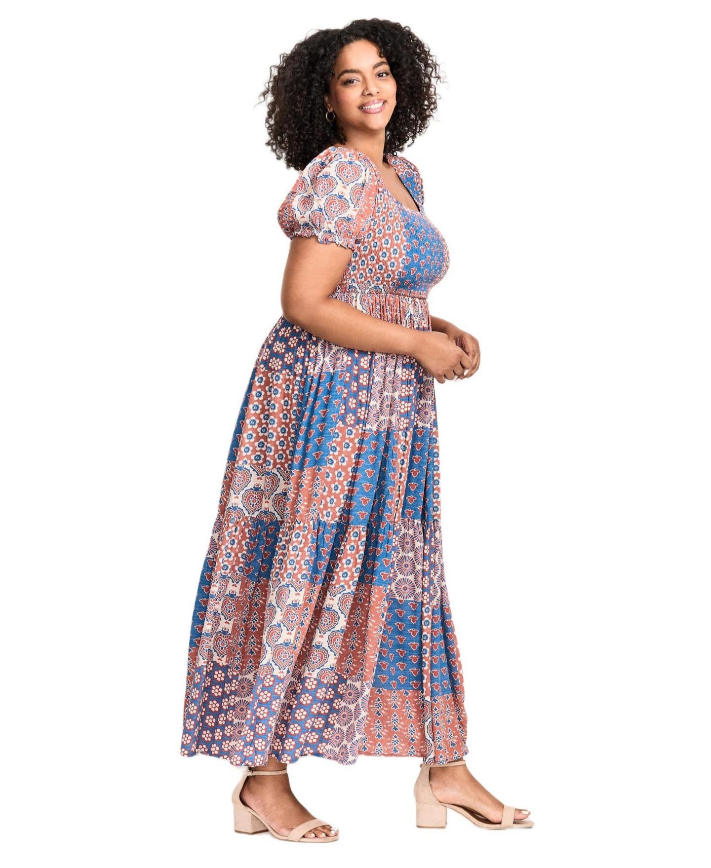 Женское платье Avenue Plus Size Sophia Shirred Bodice Maxi, цвет: Casablanca — фото 3