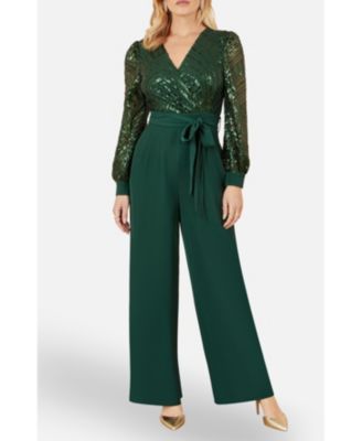Women's Sequin Wrap Over Jumpsuit