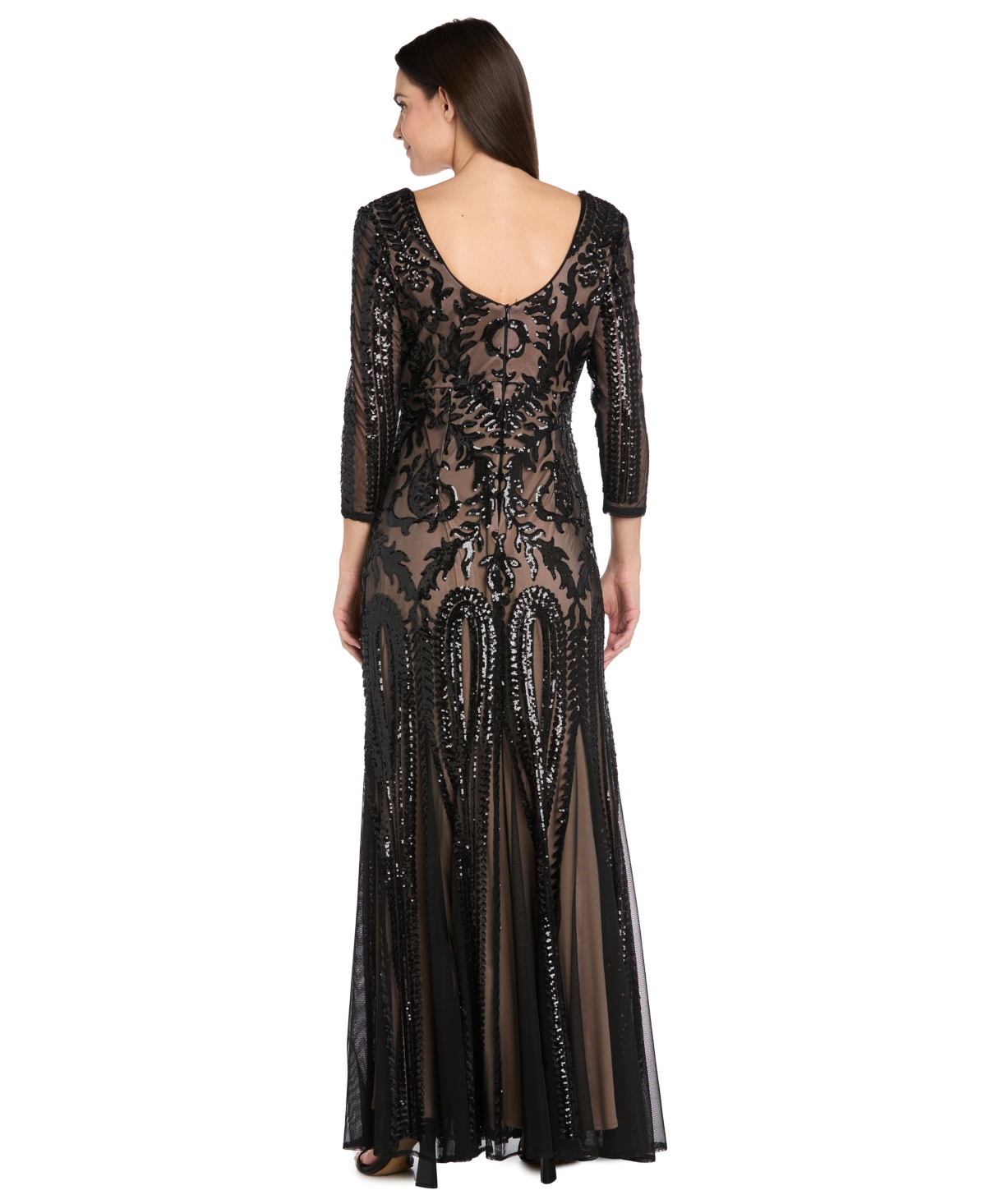 R & M Richards Women's 3/4 Sleeve V-neck Dress In Black