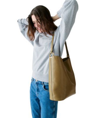 Halo Large Glazed Leather Bucket Bag