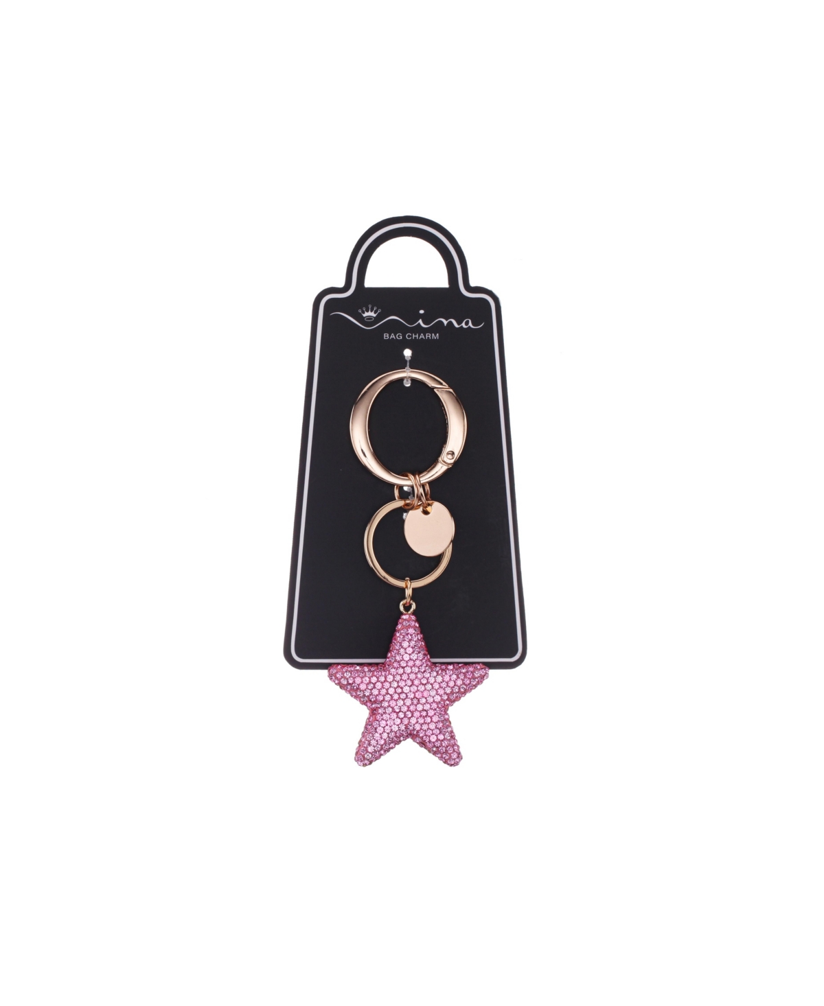 Nina Crystal Star Bag Charm In Black
