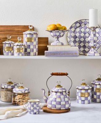 Violet Check Handmade Small Canister