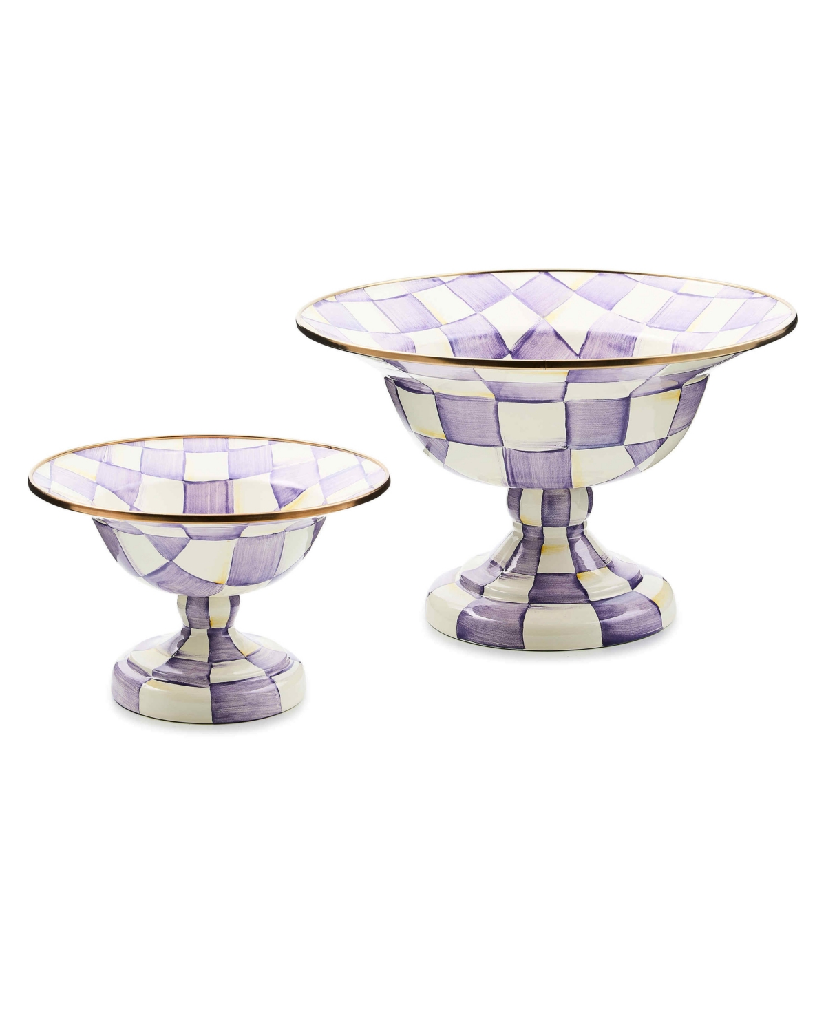 MacKenzie-Childs Violet Check Small Compote