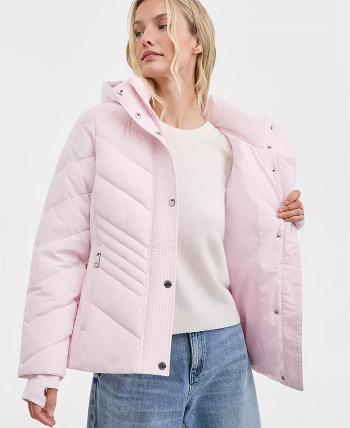 Women's Hooded Puffer Coat - thumbnail 4