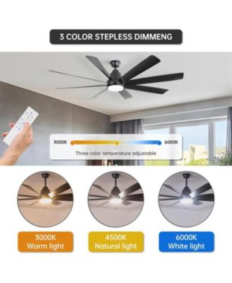 72-inch Classic Matte Black 8-Blade Ceiling Fan With Remote Control and Light kit
