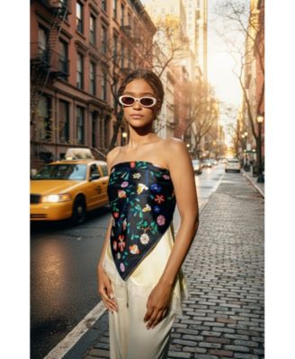 Blooming Night Double Sided Silk Scarf