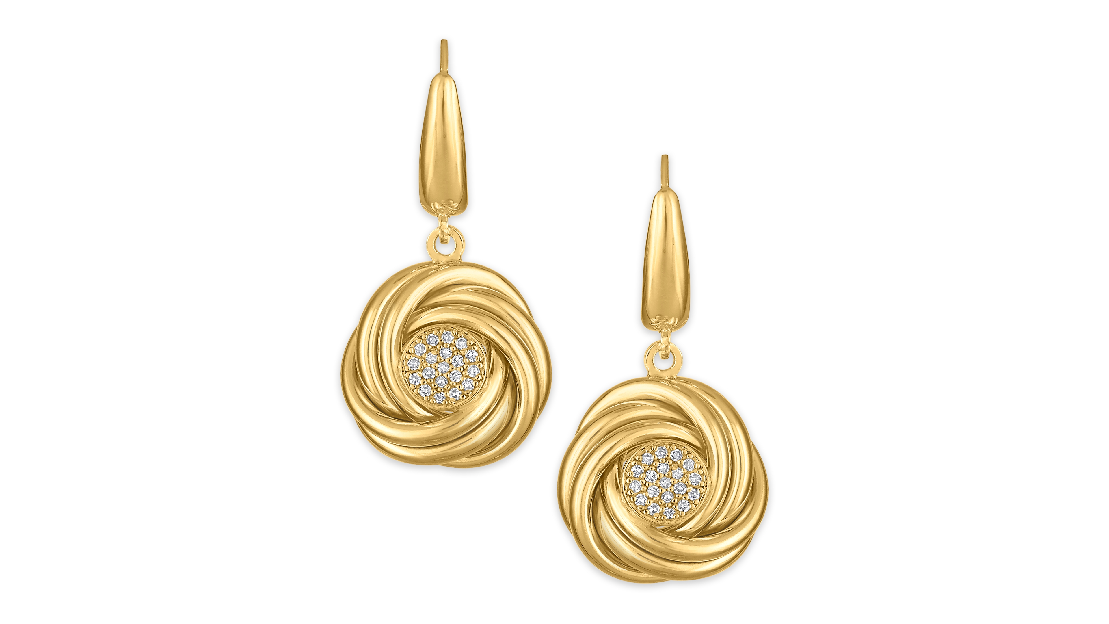 Macy's Diamond Love Knot Leverback Earrings (1/5 ct. t.w.) in 14k Gold over Sterling Silver