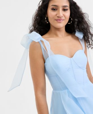 Juniors' Sweetheart-Neck Tie-Strap Bustier Gown 