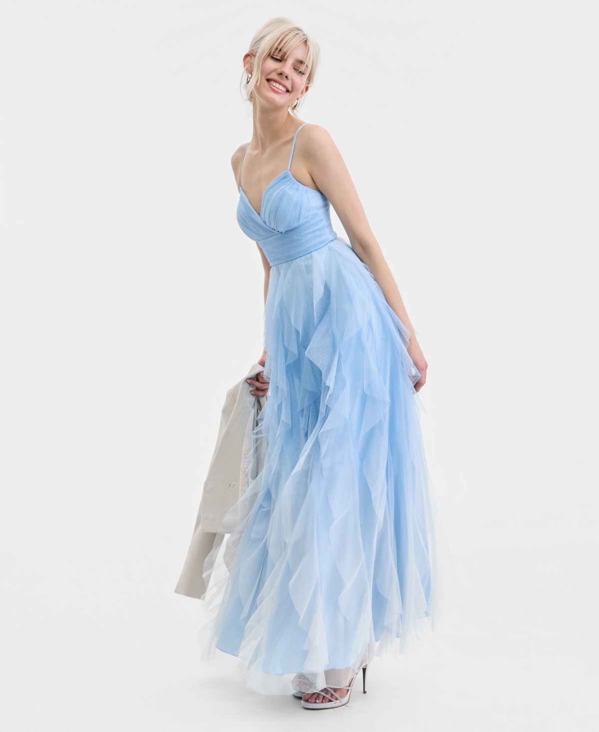 pear culture Juniors' Ombre Spiral-Ruffled Gown