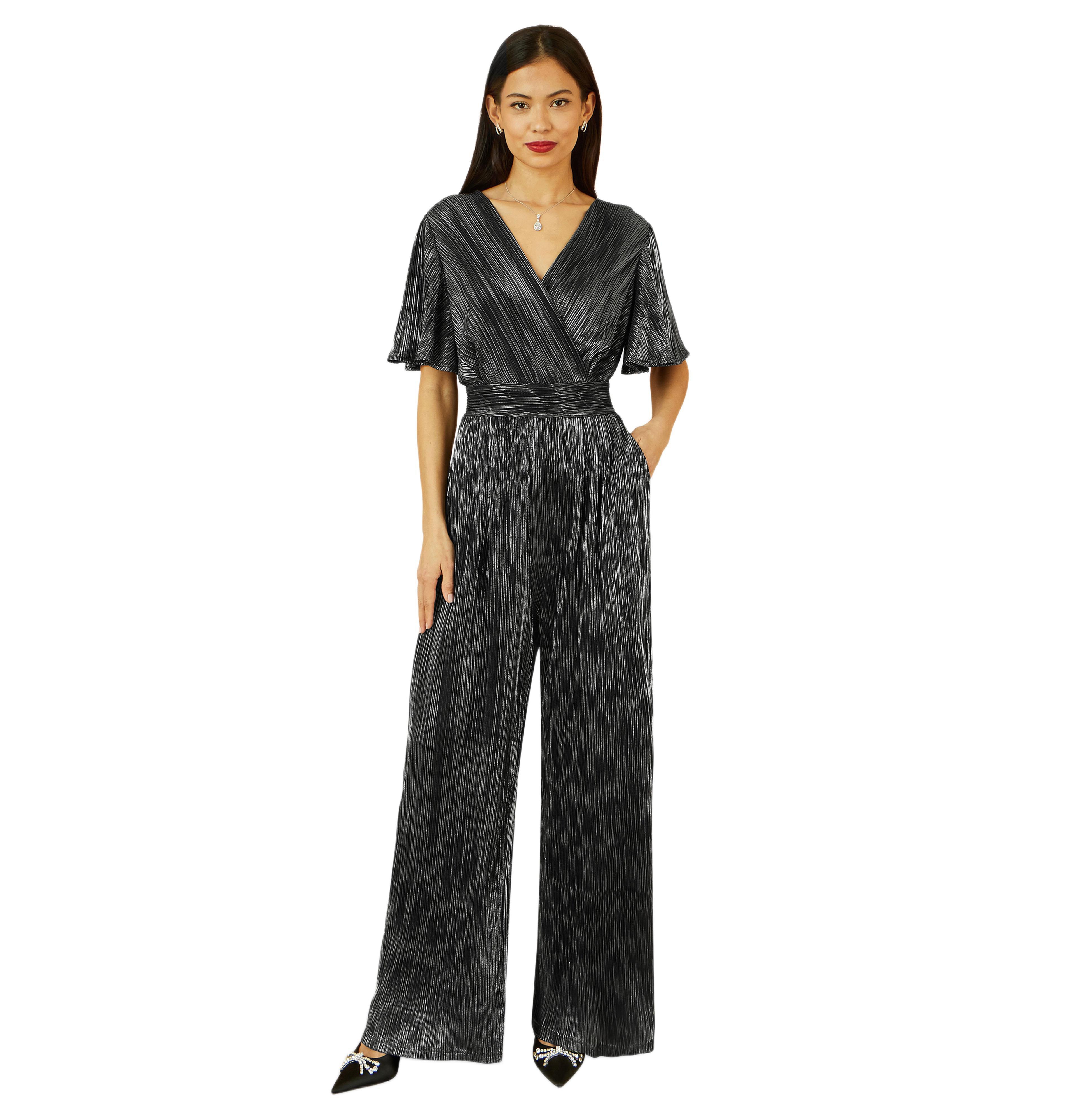 Yumi Women's Pleated Jumpsuit With V Neck