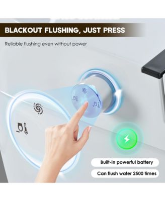 Heated Seat Dual Flush Smart Bathroom Fixture With Night Light, Foot Sensor Flush, Blackout Flush