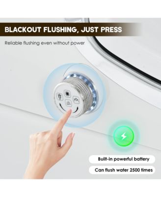 Luxury Smart Tankless Bathroom Fixture with Dryer and Warm Water,Heated Seat, Night Light, Kick/Blackout Flush