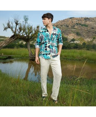 Men's Sea Green Abstract Imprint Shirt