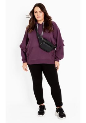 Women's Plus Size Frill Eggplant Hoodie