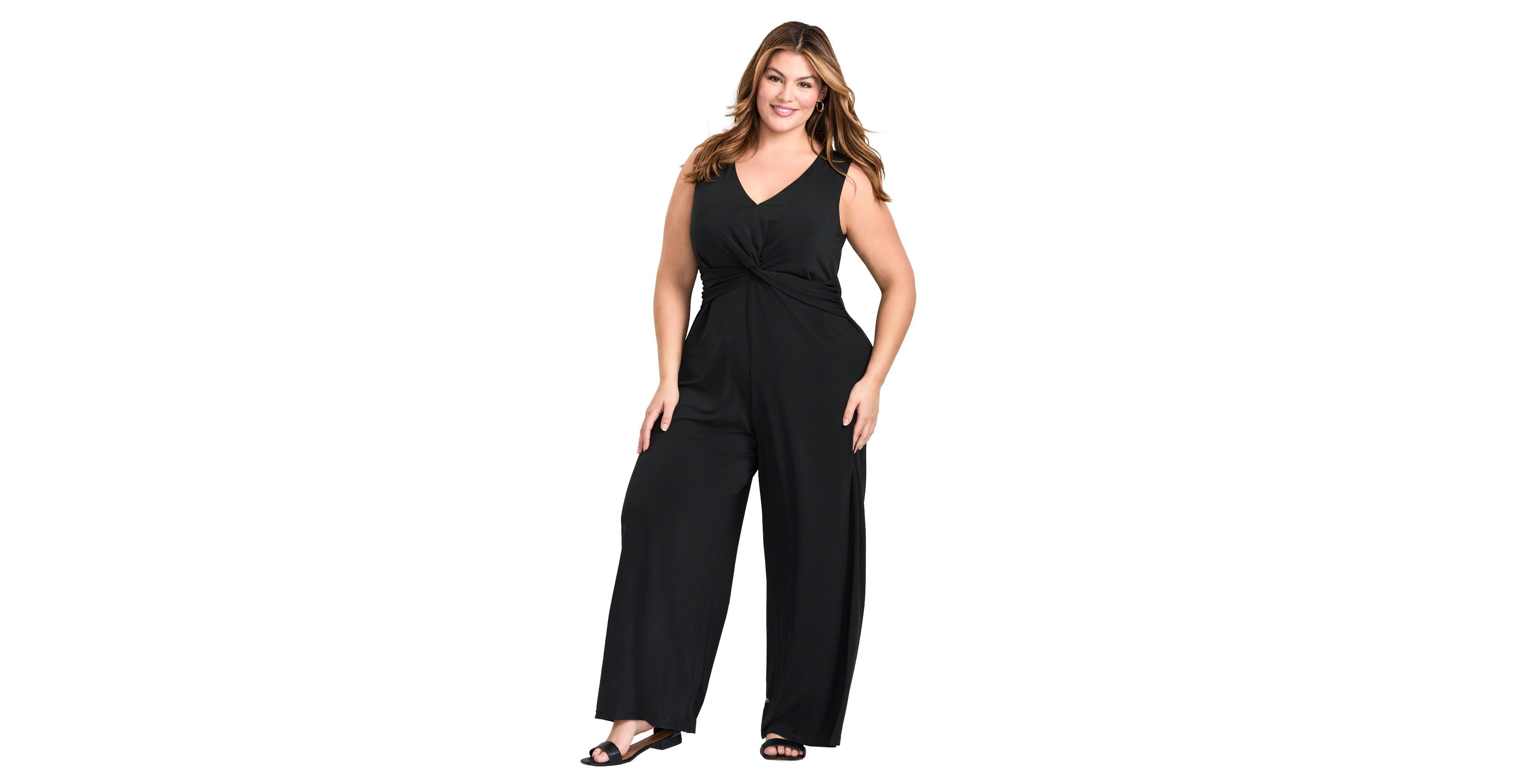 Avenue Women's Plus Audrey Twist Front Jumpsuit