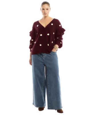 Women's June + Vie Ruffle-Sleeve Cardigan