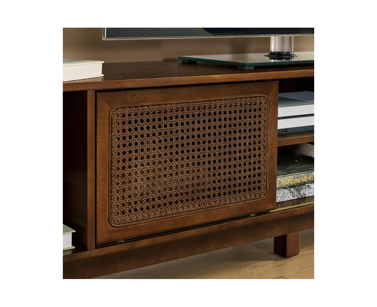 Casainc 67.9 Inch Mid Century Modern Storage Cabinet With Rattan Tv Stand