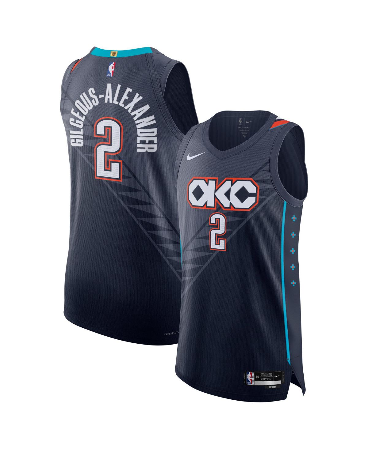 Мужская и женская майка Shai Gilgeous-Alexander Blue Oklahoma City Thunder 2025/26 City Edition из аутентичного трикотажа