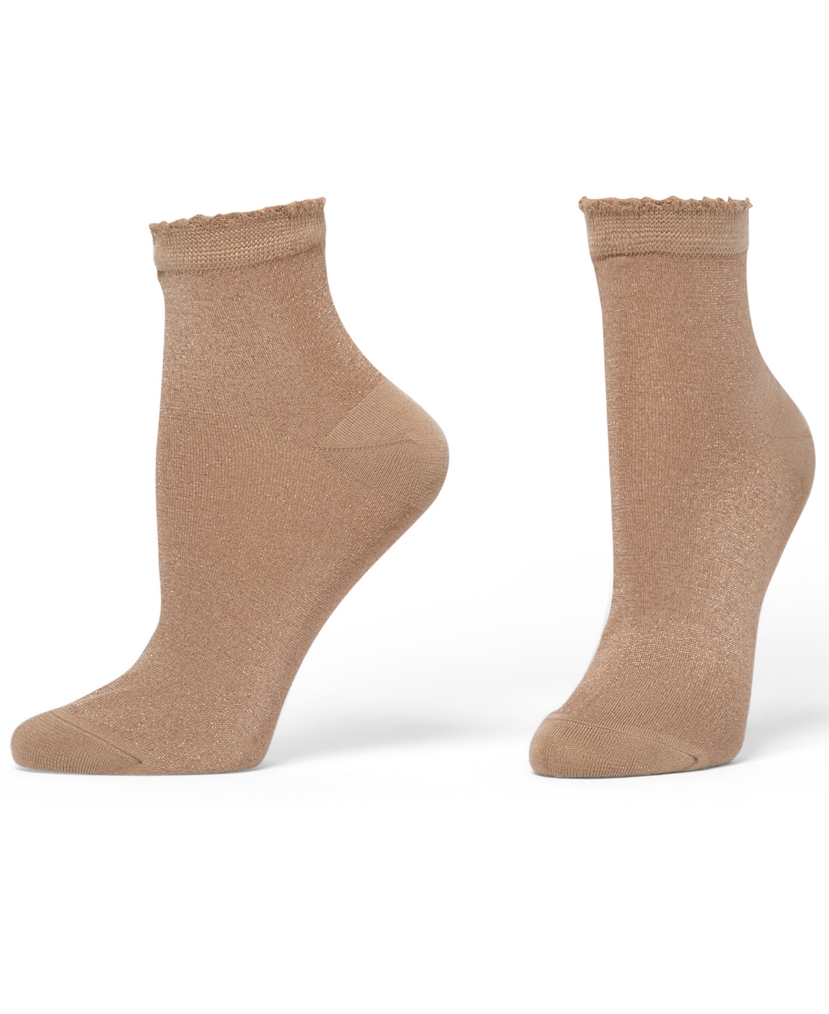 Hue Women's 2-pack Metallic Opaque Anklet Socks In Brown
