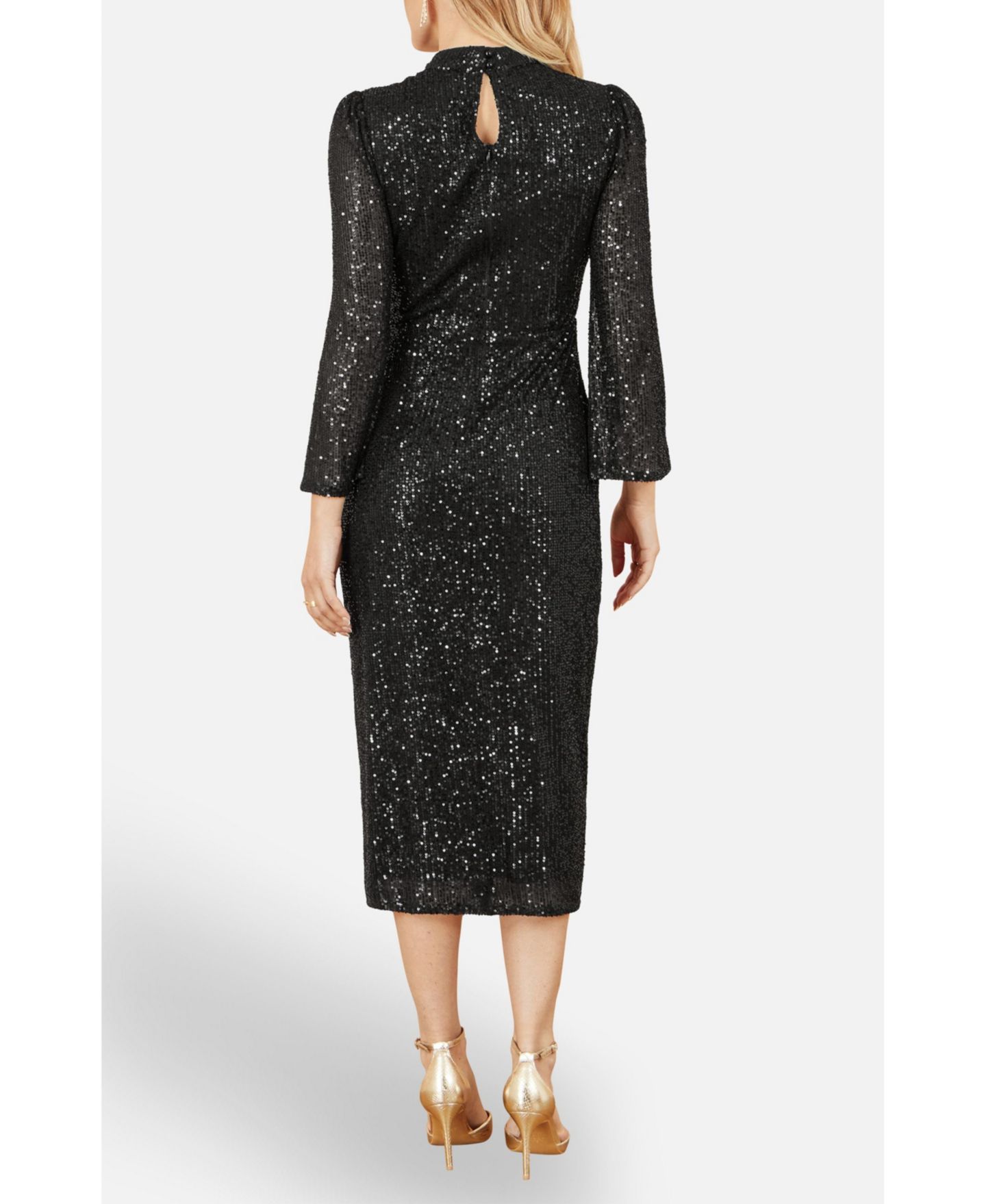 Женское платье Yumi Sequin Fitted Midi, цвет: Чёрный — фото 3