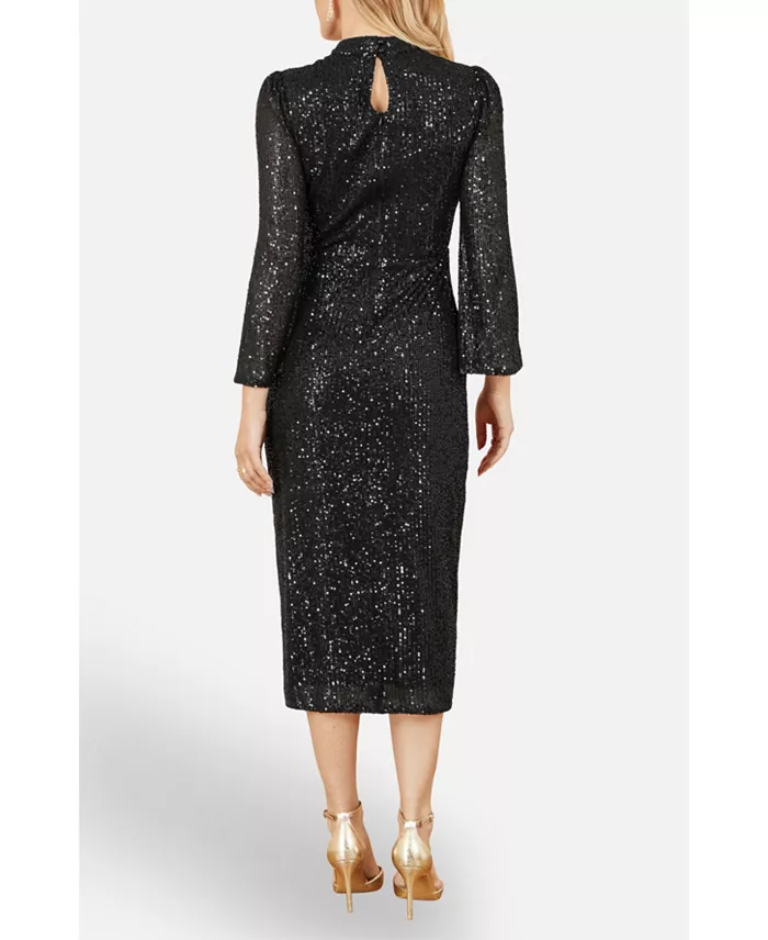 Women's Sequin Fitted Midi Dress - thumbnail 3