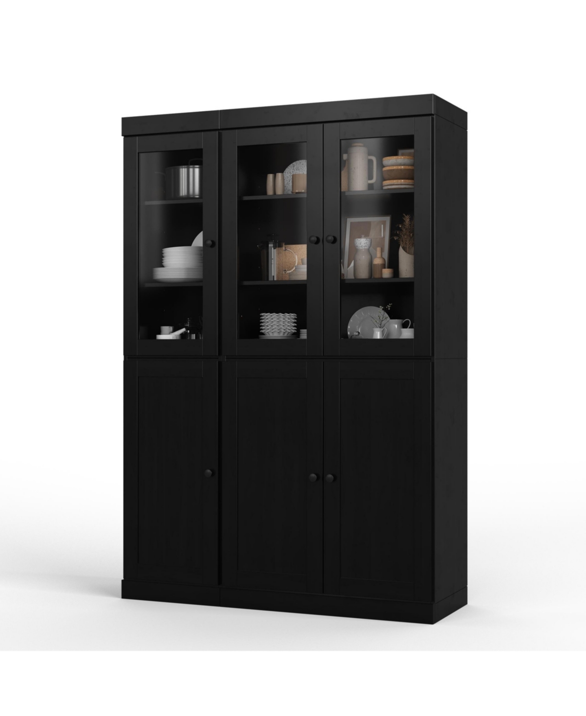 Palace Imports 100% Solid Wood 48.5" Pantry China Cabinet with Clear Glass, Shaker Doors & Adjustable Shelves