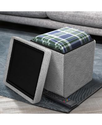 1-Pc Teddy Fabric Upholstered – Ottoman