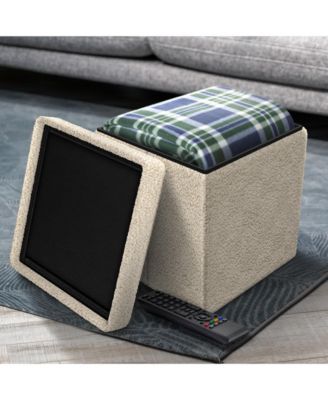 1-Pc Teddy Fabric Upholstered – Ottoman