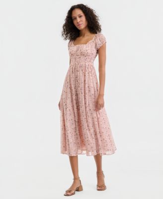 Women's Smocked Floral Midi Dress