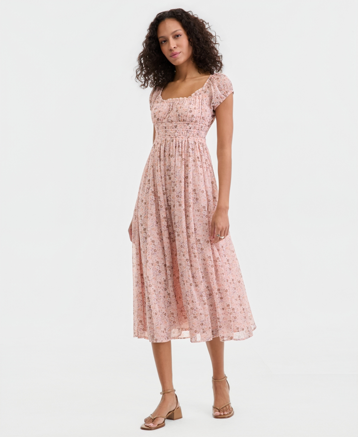 Lucky Brand Women's Smocked Floral Midi Dress
