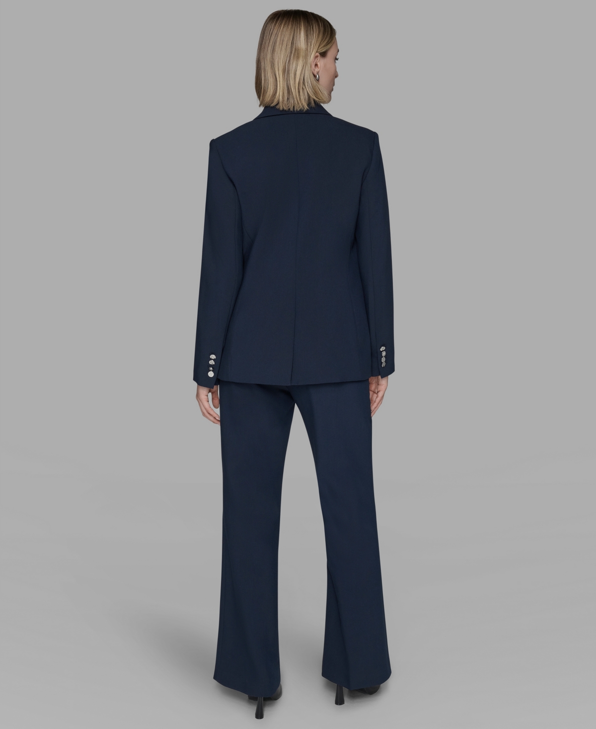 Karl Lagerfeld Women's Notched Lapel One Button Blazer In Blue