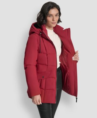 Women's Belted Hooded Puffer Coat