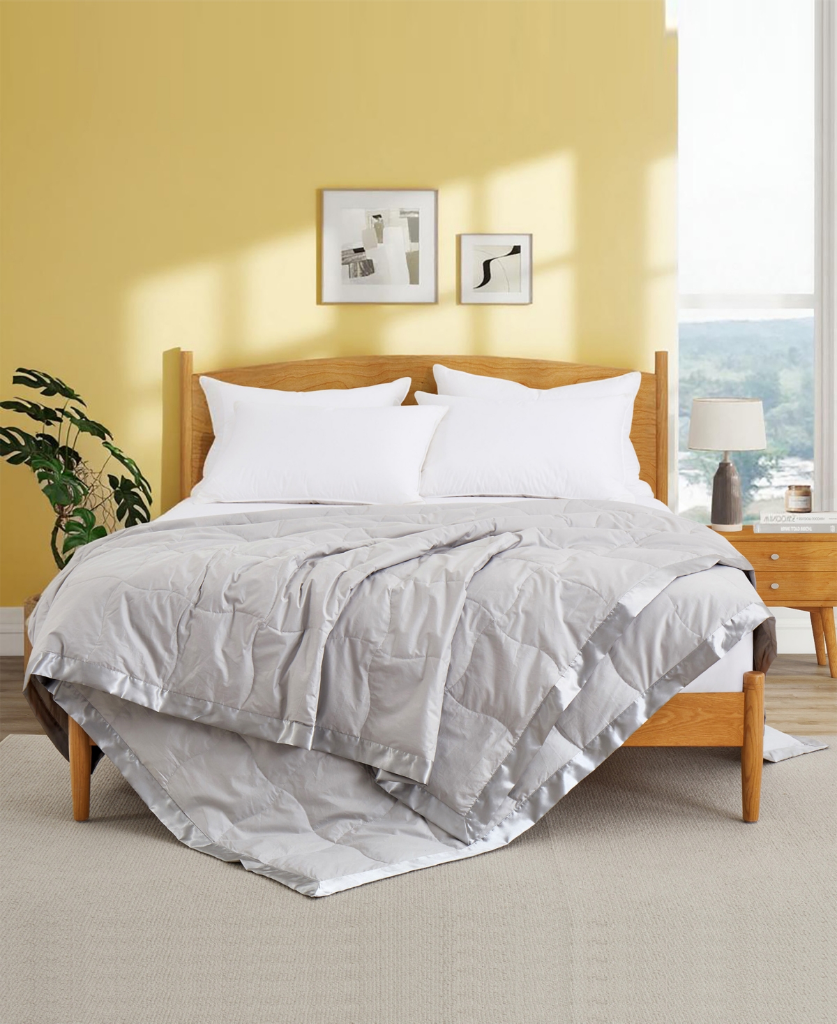 Unikome Oversized Lightweight Satin Trim Feather and Down Blanket