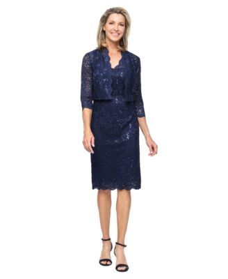 Petite Bolero V-Neck Jacket with Dress, 2-Piece Set