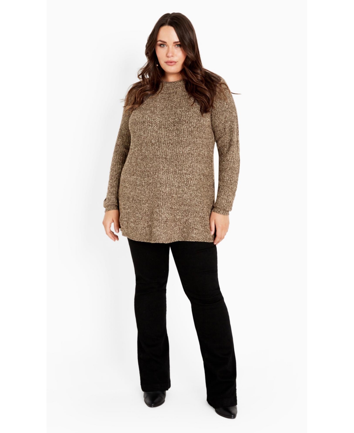 Avenue Women's Plus Tia Curved Hem Tunic Sweater