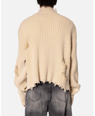 Men's Distressed Crop Knit Sweater