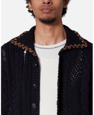 Men's Chunky Distressed Knit Cardigan