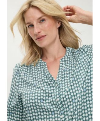 Women's Lightweight Dot-Print Button-Up Shirt tees