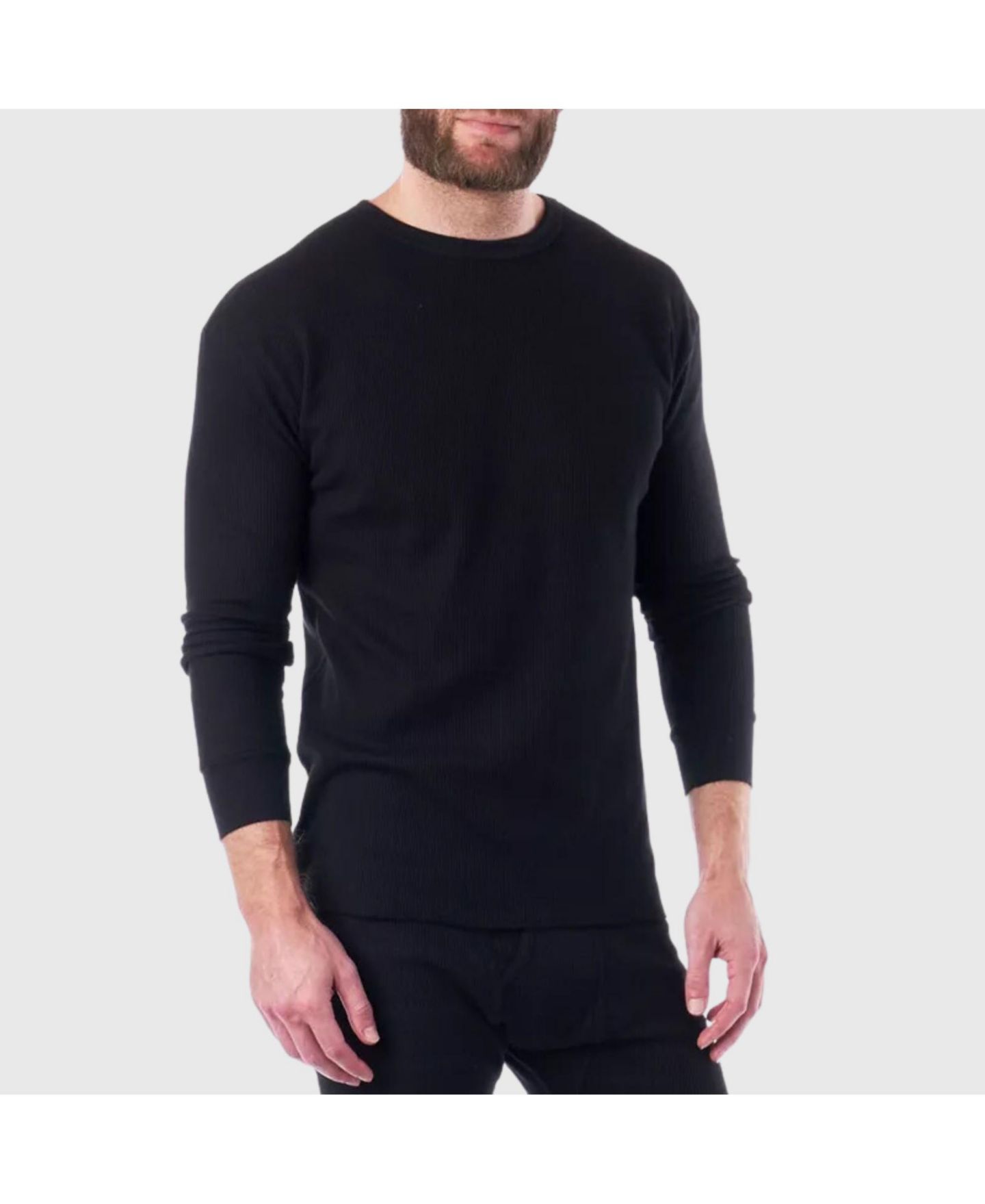 Мужская рубашка Alpine Swiss Thermal Long Sleeve Top Waffle Knit Shirt Base Layer Underwear, цвет: Чёрный — фото 2
