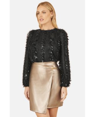 Women's Hanging Sequin Long Sleeve Top