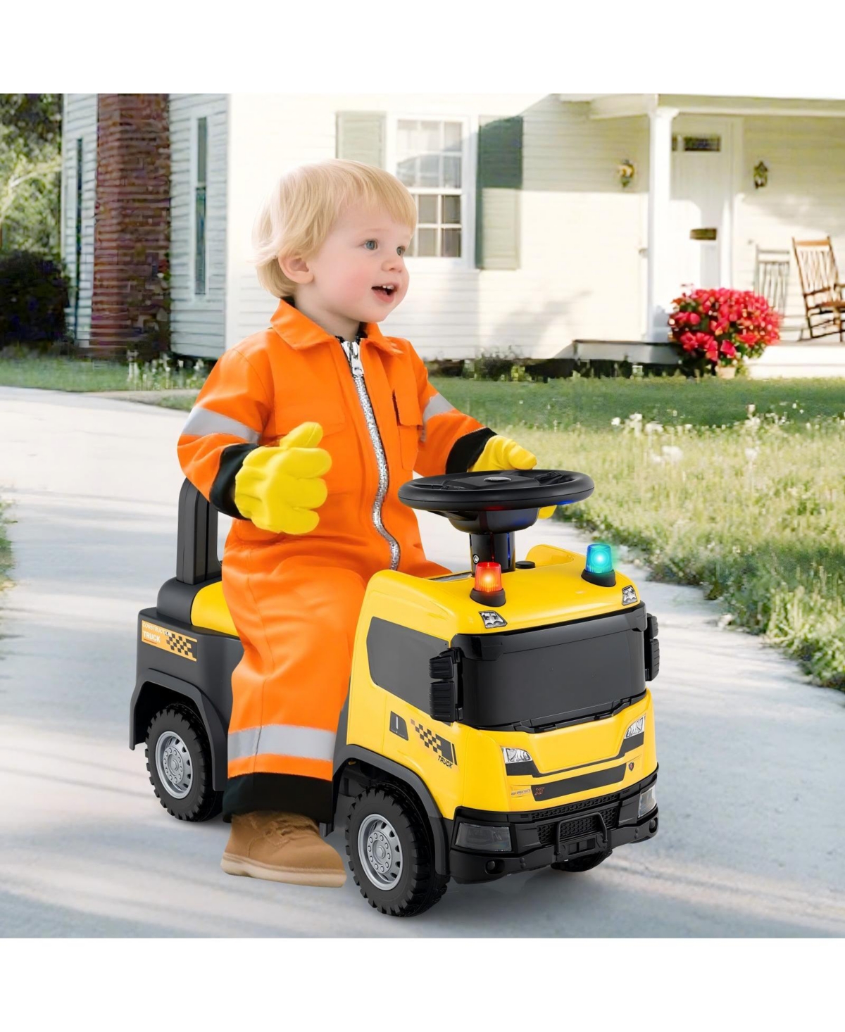Hongge Kids Ride On Police Push Car With Lights Sounds And Under Seat Storage