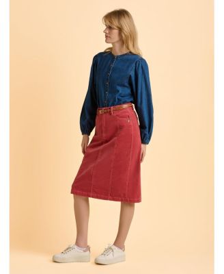 Women's Auri Long Sleeve Round Neck Denim Shirt