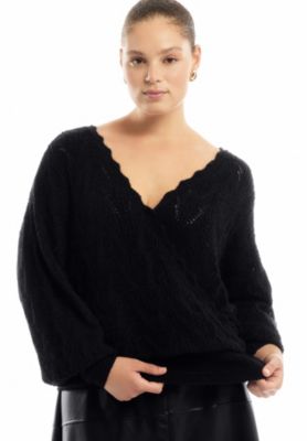 Women's Scallop-Trim Wrap Sweater