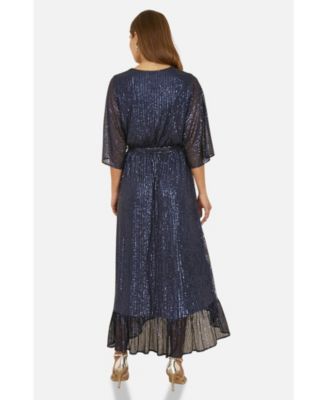 Women's Sequin Kimono Midi Wrap Dress