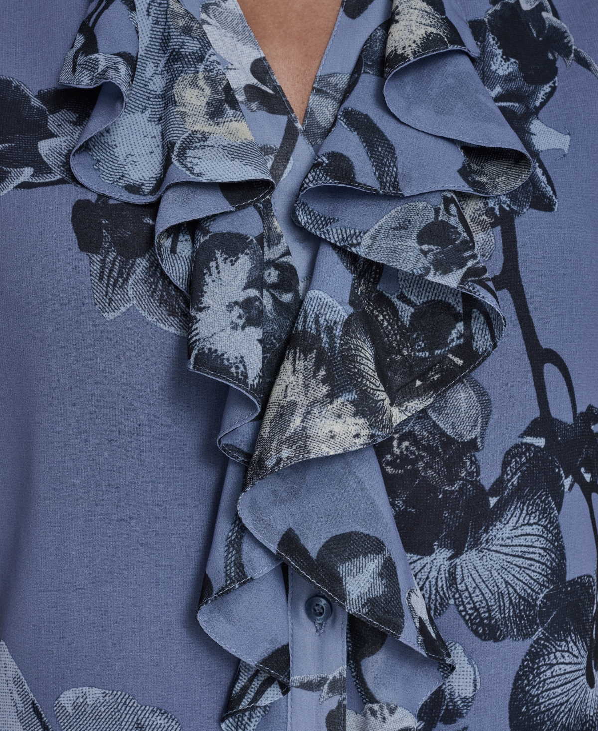 Calvin Klein Women's Printed Ruffle Front Top